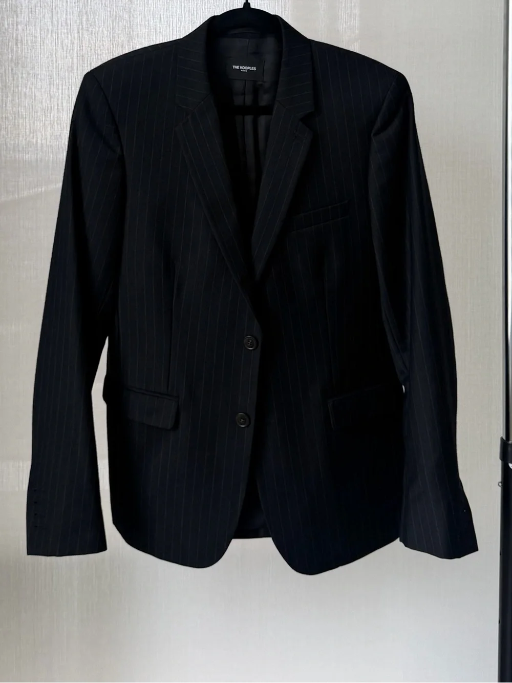 The Kooples Black Pinstripe Suit Blazer